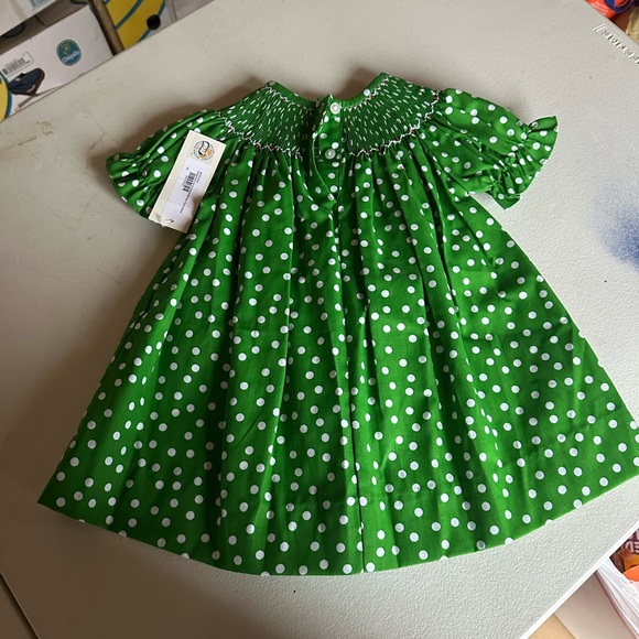 Green Polka Dot Kids Casual Dress - Picture 5 of 5